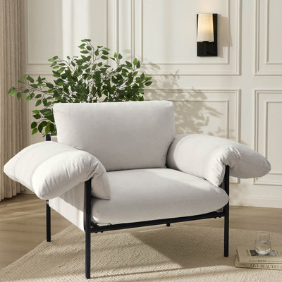 Maeve Slouched Accent Chair - Chenille Ivory – Black & Feather