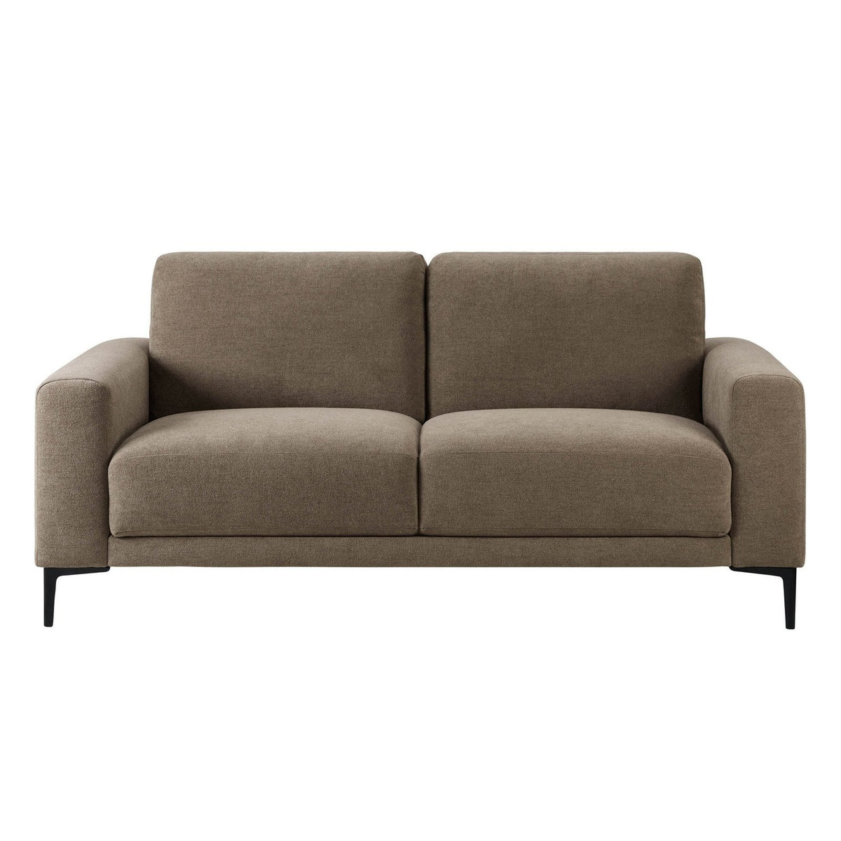 Malibu 2 Seater Black & Feather Sofa - Chenille Mushroom
