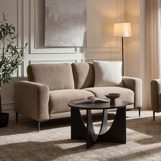 Malibu 2 Seater Black & Feather Sofa - Chenille Mushroom