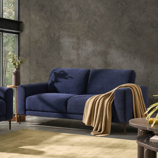 Malibu 2 Seater Sofa - Chenille Navy – Black & Feather
