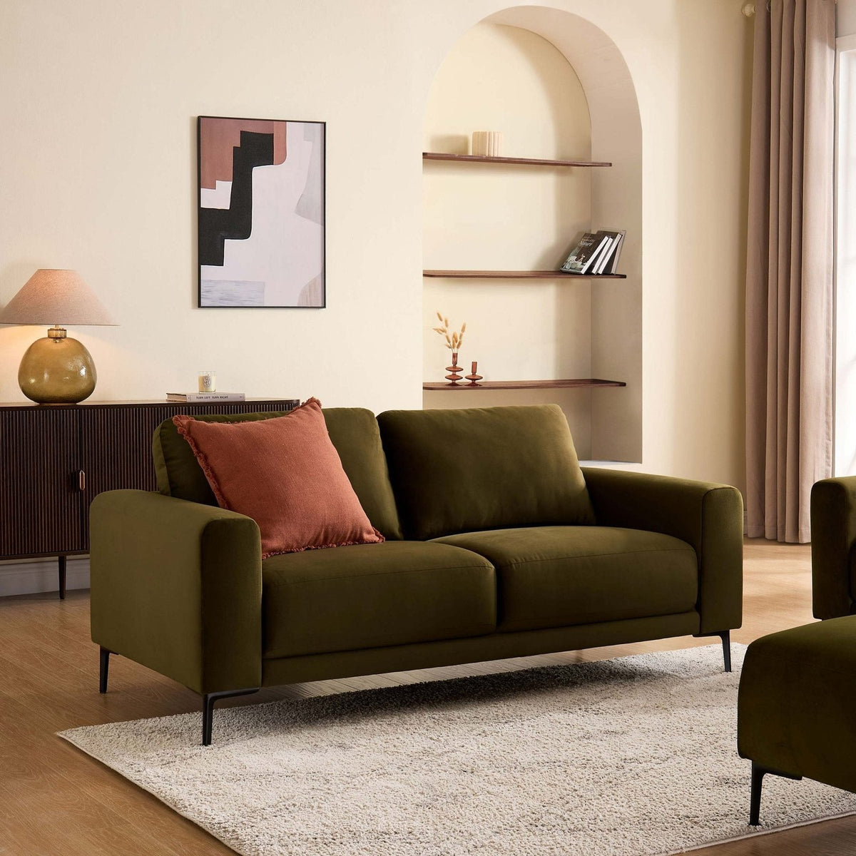 Malibu 2 Seater Sofa - Rich Green – Feather & Black