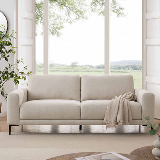 Malibu 3 Seater Black & Feather Sofa - Beige