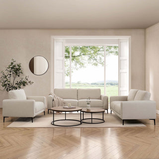 Malibu 3 Seater Black & Feather Sofa - Beige