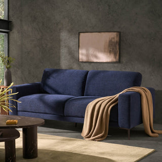 Malibu 3 Seater Black & Feather Sofa - Chenille Navy