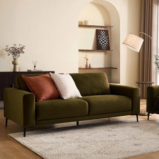 Malibu 3 Seater Black & Feather Sofa - Rich Green