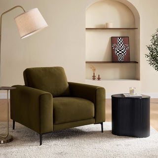 Malibu Armchair Black & Feather - Rich Green