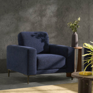 Malibu Armchair - Chenille Navy – Feather & Black