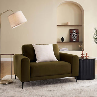 Malibu Loveseat Black & Feather - Rich Green