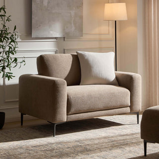 Malibu Loveseat - Chenille Mushroom – Feather & Black