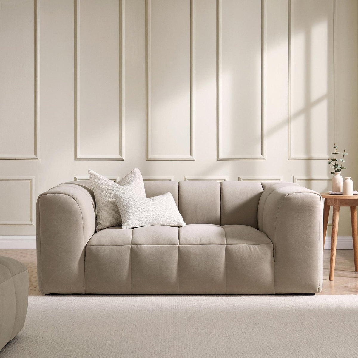 Manhattan 2 Seater Sofa - Stone – Black & Feather