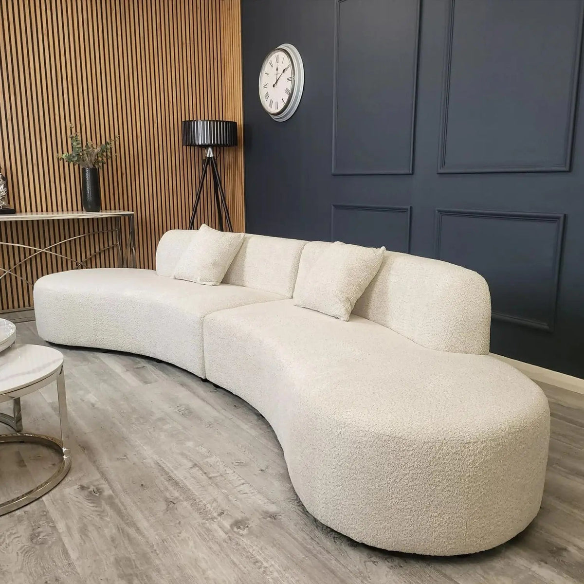 Margot Curved Beige Boucle 4 Seater Sofa – Laura Ashley