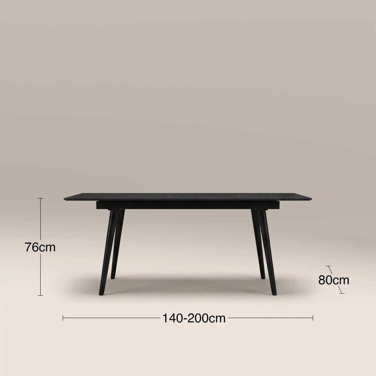 Marsala 4-8 Seat Rectangle Extendable Dining Table | Grey Sintered Stone & Black – Laura Ashley