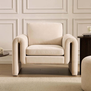 Marseille Armchair Black & Feather - Chenille Ivory