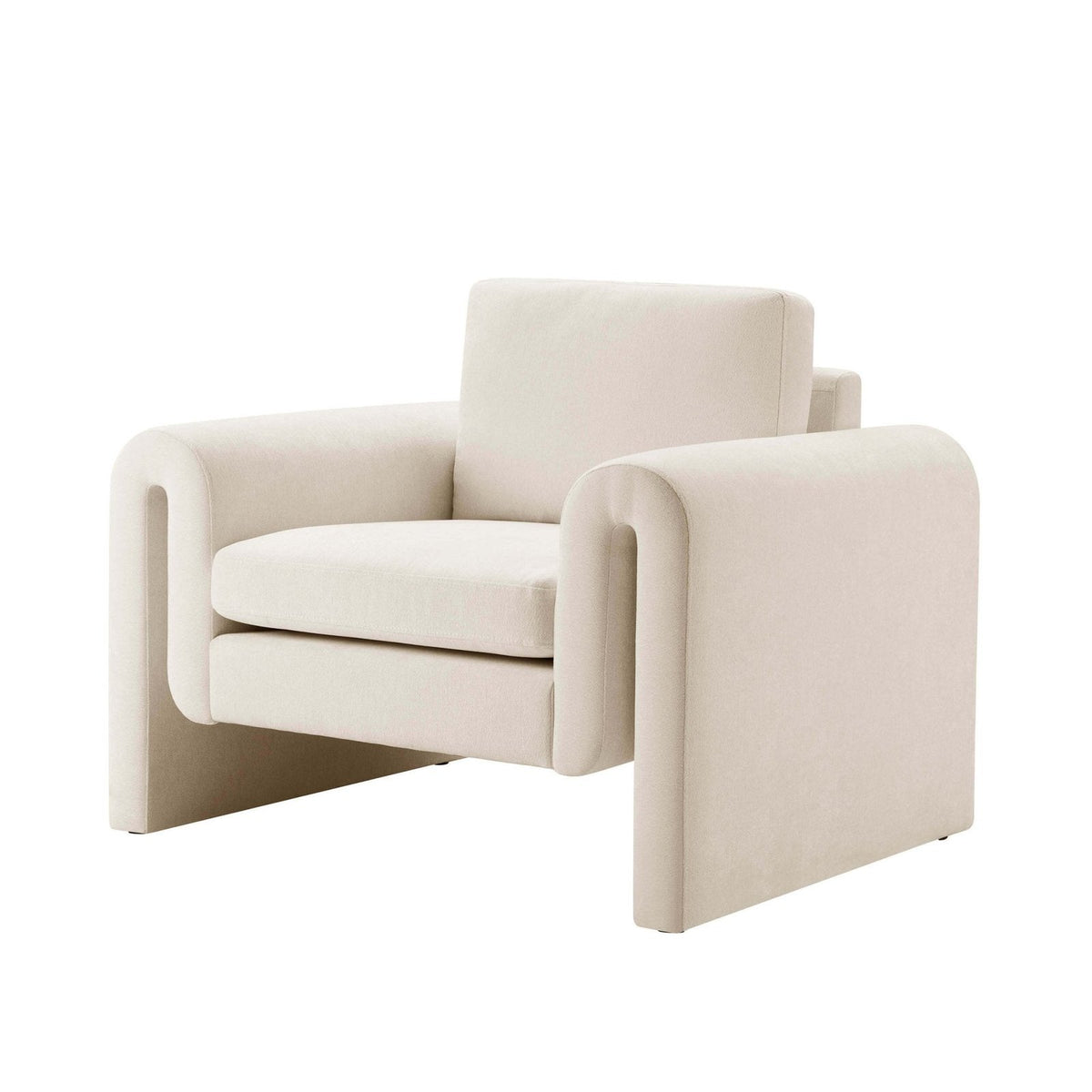 Marseille Armchair Black & Feather - Chenille Ivory