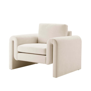 Marseille Armchair Black & Feather - Chenille Ivory