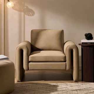 Marseille Armchair Feather & Black - Latte