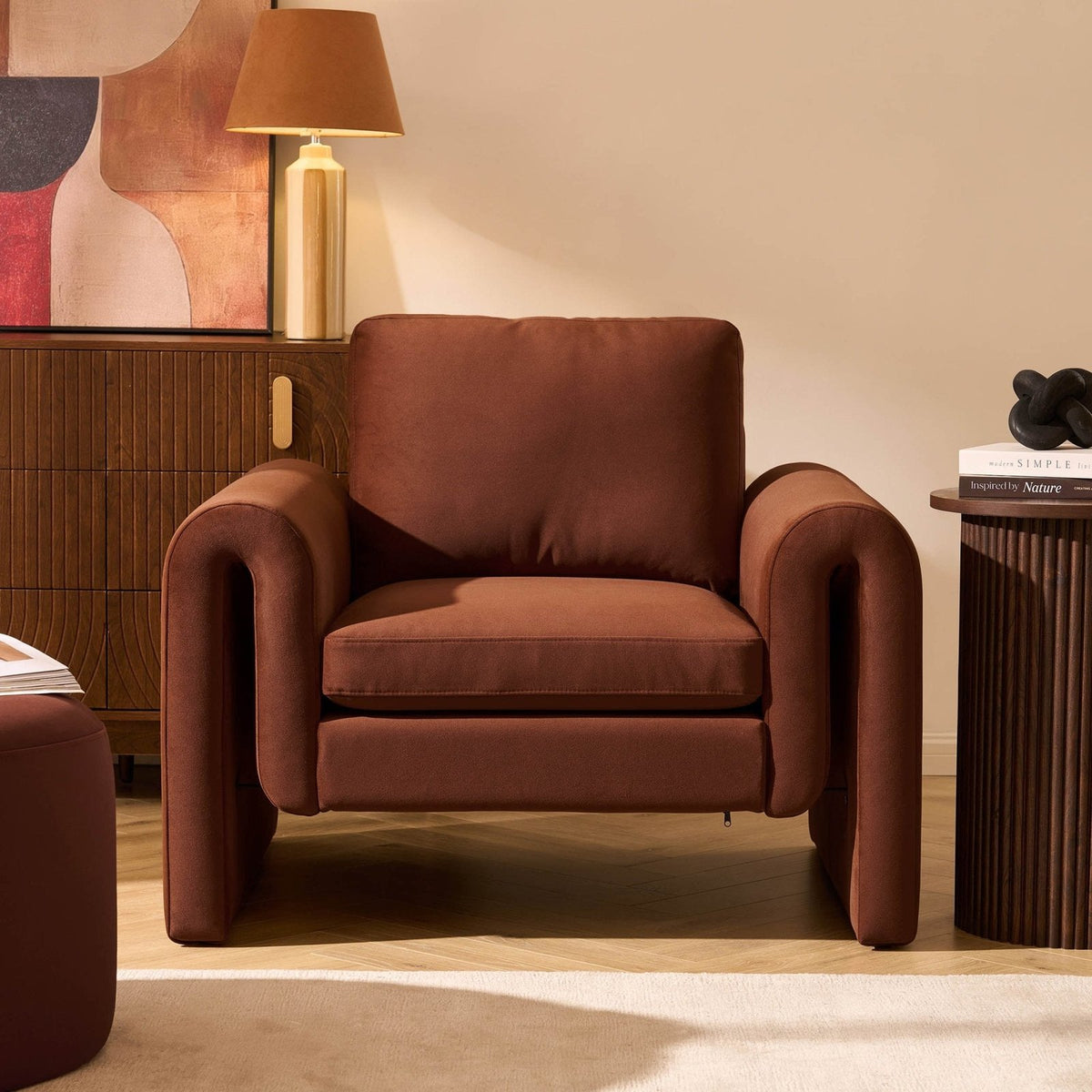 Marseille Armchair Feather & Black - Terracotta