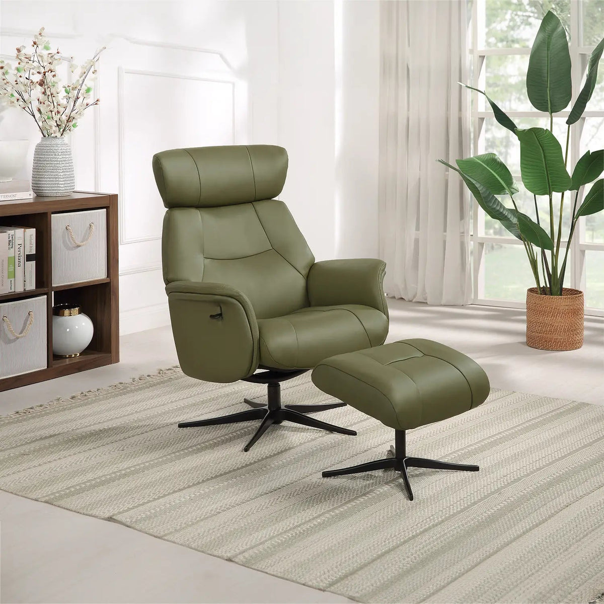 Marseille Leather Swivel Recliner Chair and Footstool – LauraAshley