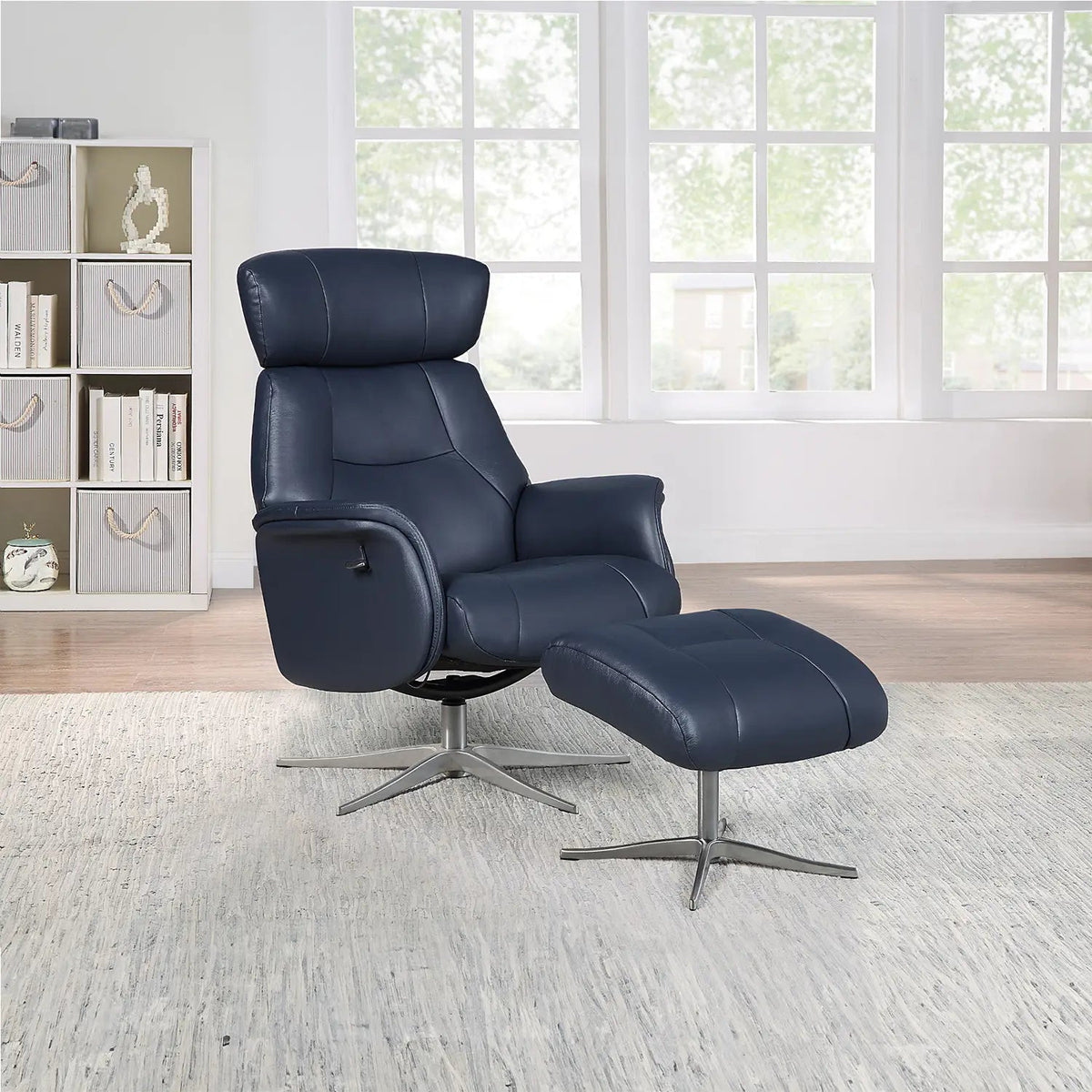 Marseille Leather Swivel Recliner Chair and Footstool – LauraAshley