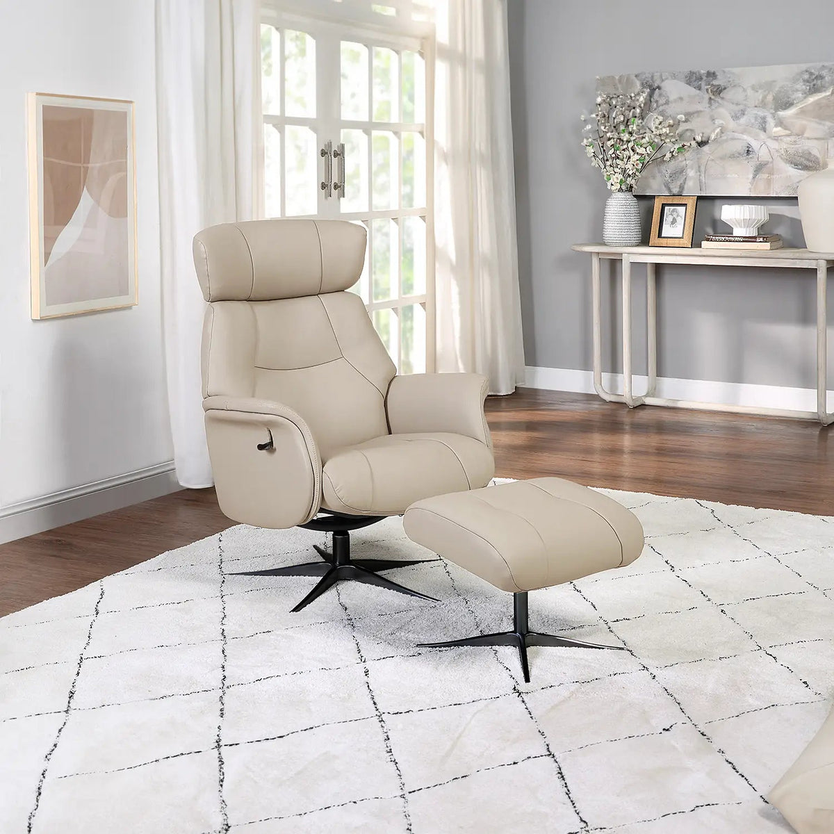 Marseille Leather Swivel Recliner Chair and Footstool – LauraAshley