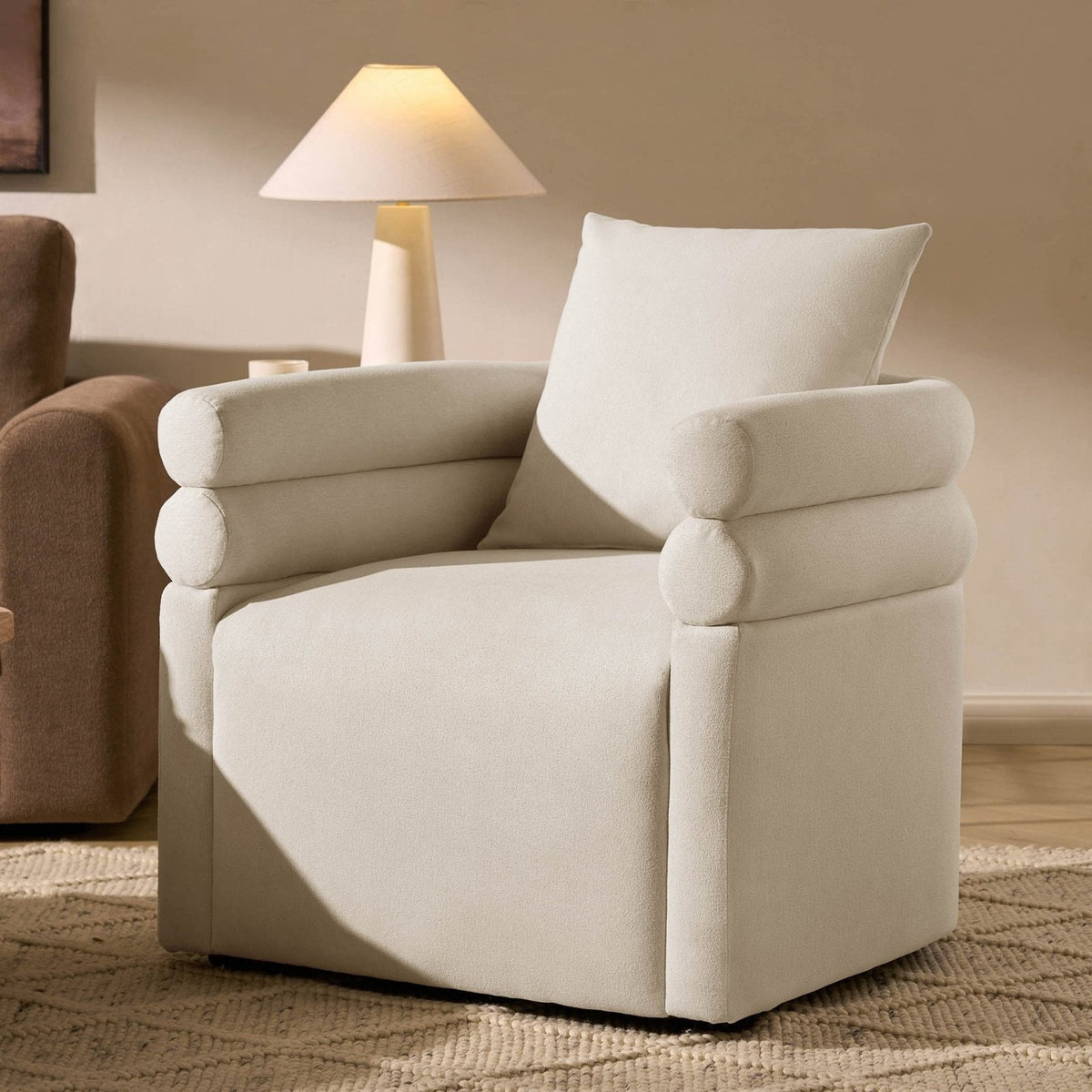 Maya Accent Chair - Cream Linen – Black & Feather