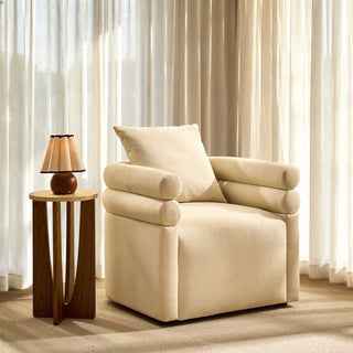 Maya Accent Chair - Cream Linen – Black & Feather