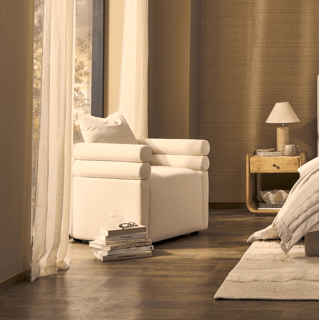 Maya Accent Chair - Cream Linen – Black & Feather