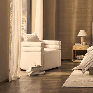 Maya Accent Chair - Cream Linen – Black & Feather