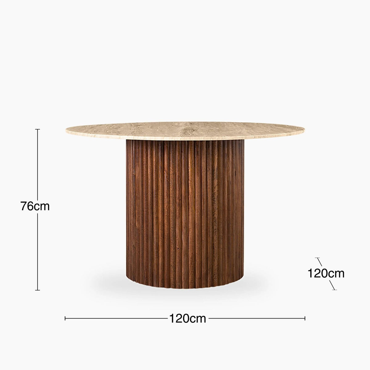Medby 4 Seat Round Dining Laura Ashley UK Table | Natural Travertine & Walnut
