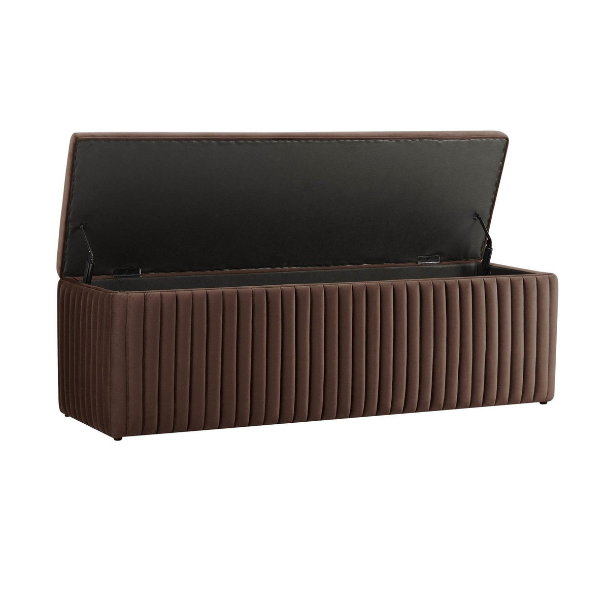 Melrose Ribbed Ottoman Storage Bench - Cappuccino – Feather & Black