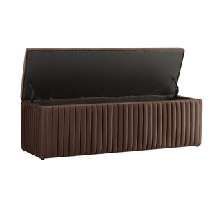 Melrose Ribbed Ottoman Storage Bench - Cappuccino – Feather & Black