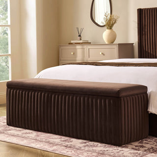 Melrose Ribbed Ottoman Storage Bench - Cappuccino – Feather & Black