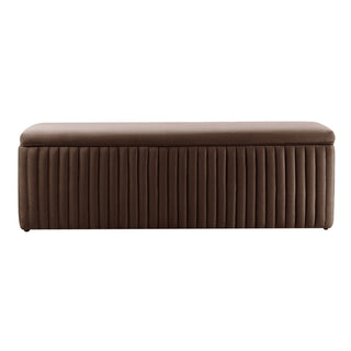 Melrose Ribbed Ottoman Storage Bench - Cappuccino – Feather & Black
