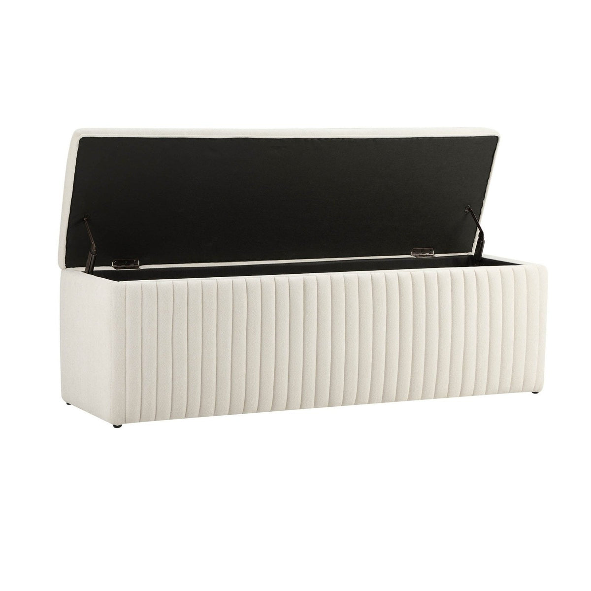 Melrose Ribbed Ottoman Storage Bench - Chenille Ivory – Black & Feather