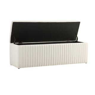 Melrose Ribbed Ottoman Storage Bench - Chenille Ivory – Black & Feather