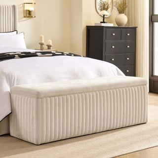 Melrose Ribbed Ottoman Storage Bench - Chenille Ivory – Black & Feather