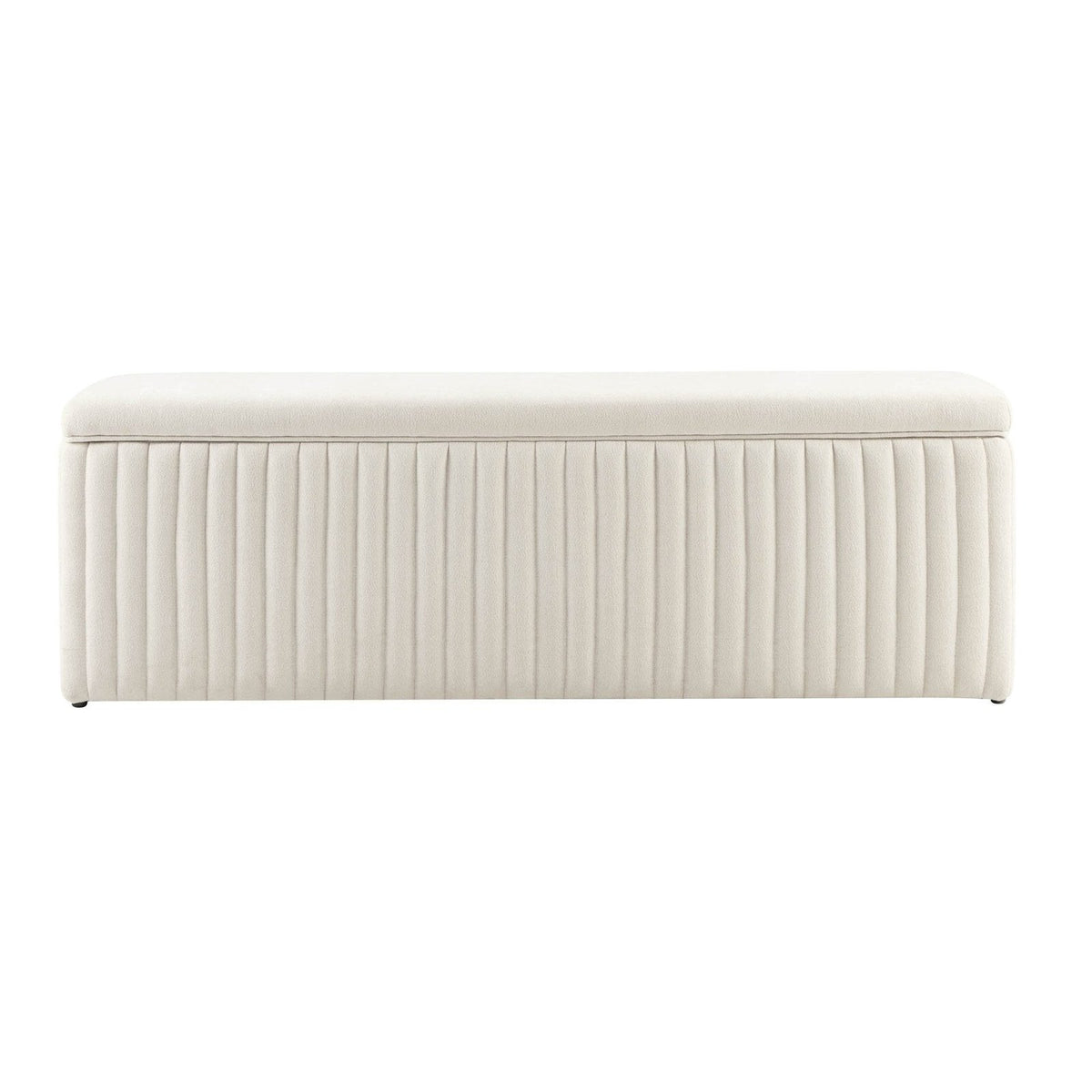 Melrose Ribbed Ottoman Storage Bench - Chenille Ivory – Black & Feather