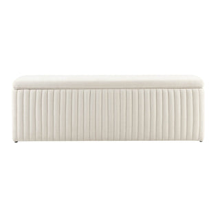 Melrose Ribbed Ottoman Storage Bench - Chenille Ivory – Black & Feather