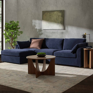 Miami Left Hand Chaise Sofa - Chenille Navy – Feather & Black