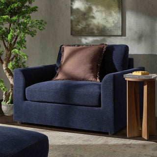 Miami Loveseat Feather & Black - Chenille Navy