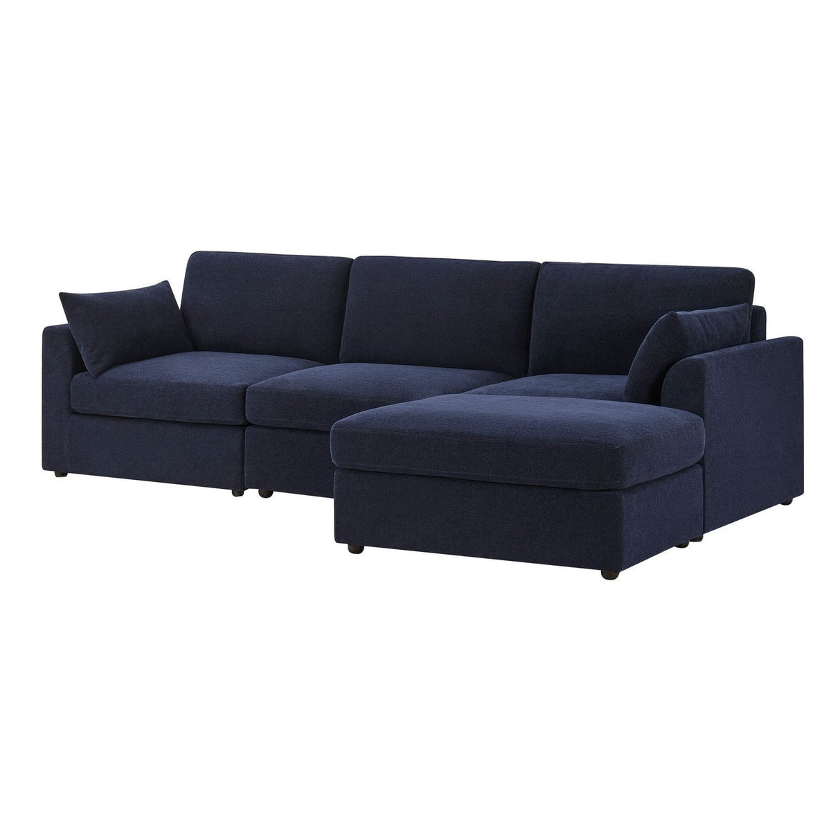Miami Right Hand Chaise Sofa - Chenille Navy – Black & Feather
