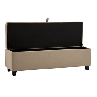 Middleton Button Back Feather & Black Storage Ottoman - Oatmeal