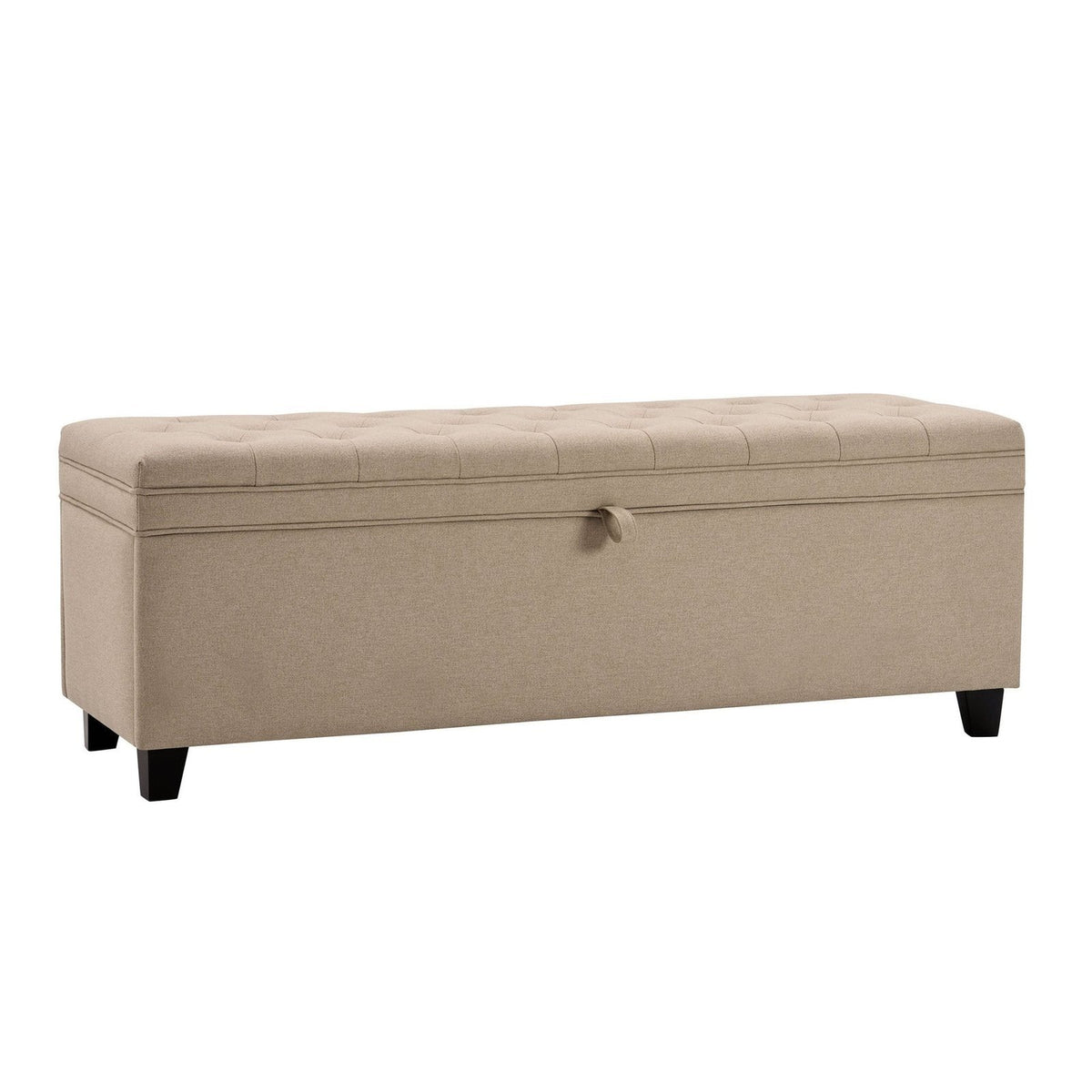 Middleton Button Back Feather & Black Storage Ottoman - Oatmeal