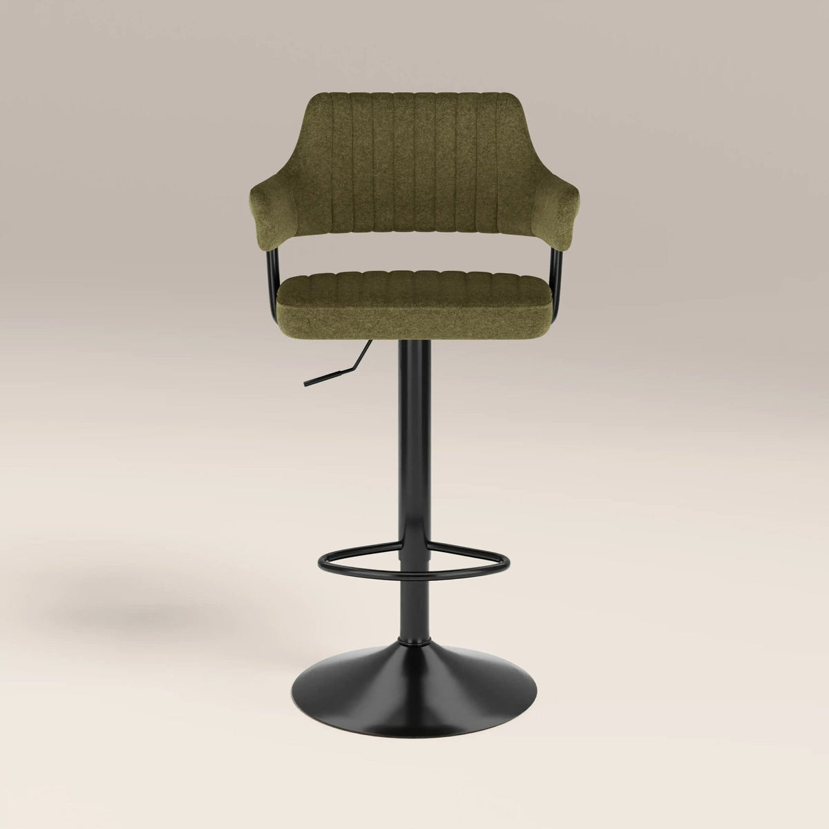 Mindy Adjustable Stool | Moss Green Sustainable Mohair Velvet & Black – Laura Ashley UK