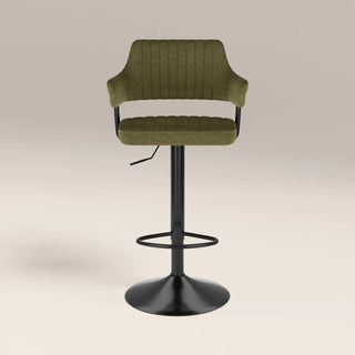 Mindy Adjustable Stool | Moss Green Sustainable Mohair Velvet & Black – Laura Ashley UK