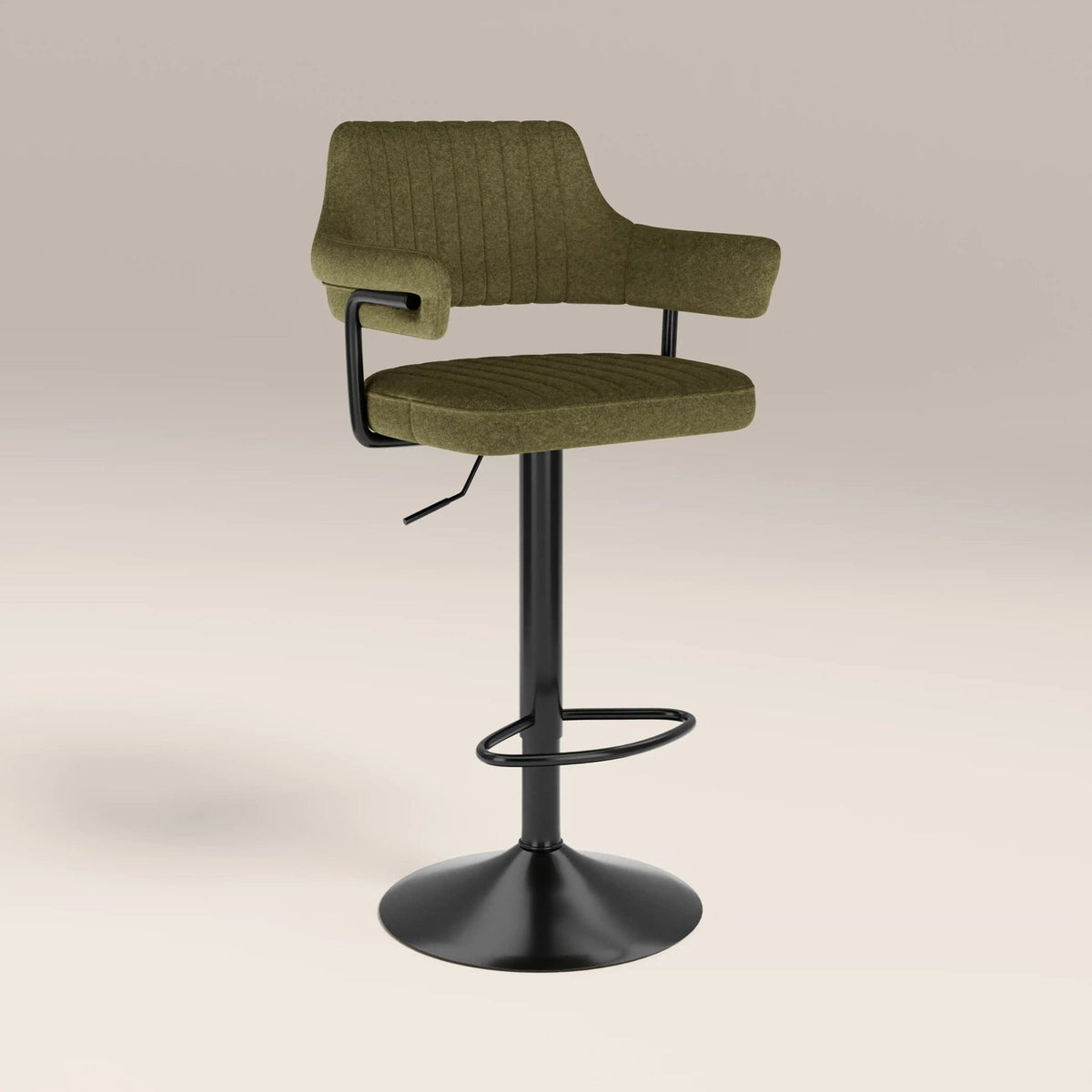 Mindy Adjustable Stool | Moss Green Sustainable Mohair Velvet & Black – Laura Ashley UK