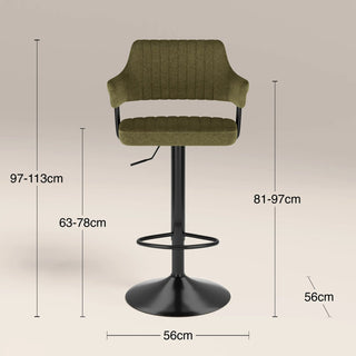 Mindy Adjustable Stool | Moss Green Sustainable Mohair Velvet & Black – Laura Ashley UK