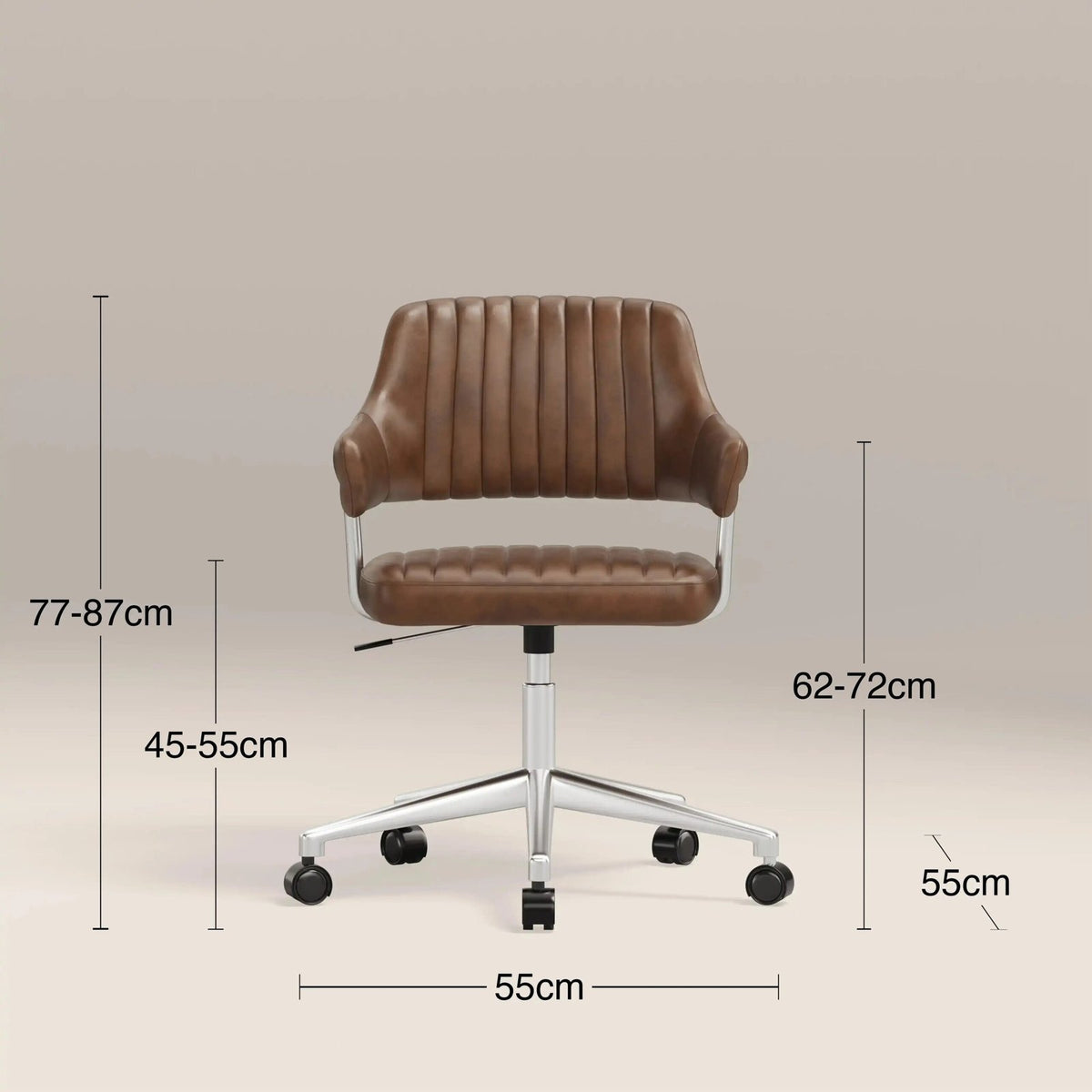Mindy Office Chair | Vintage Laura Ashley Tan Faux Leather & Chrome
