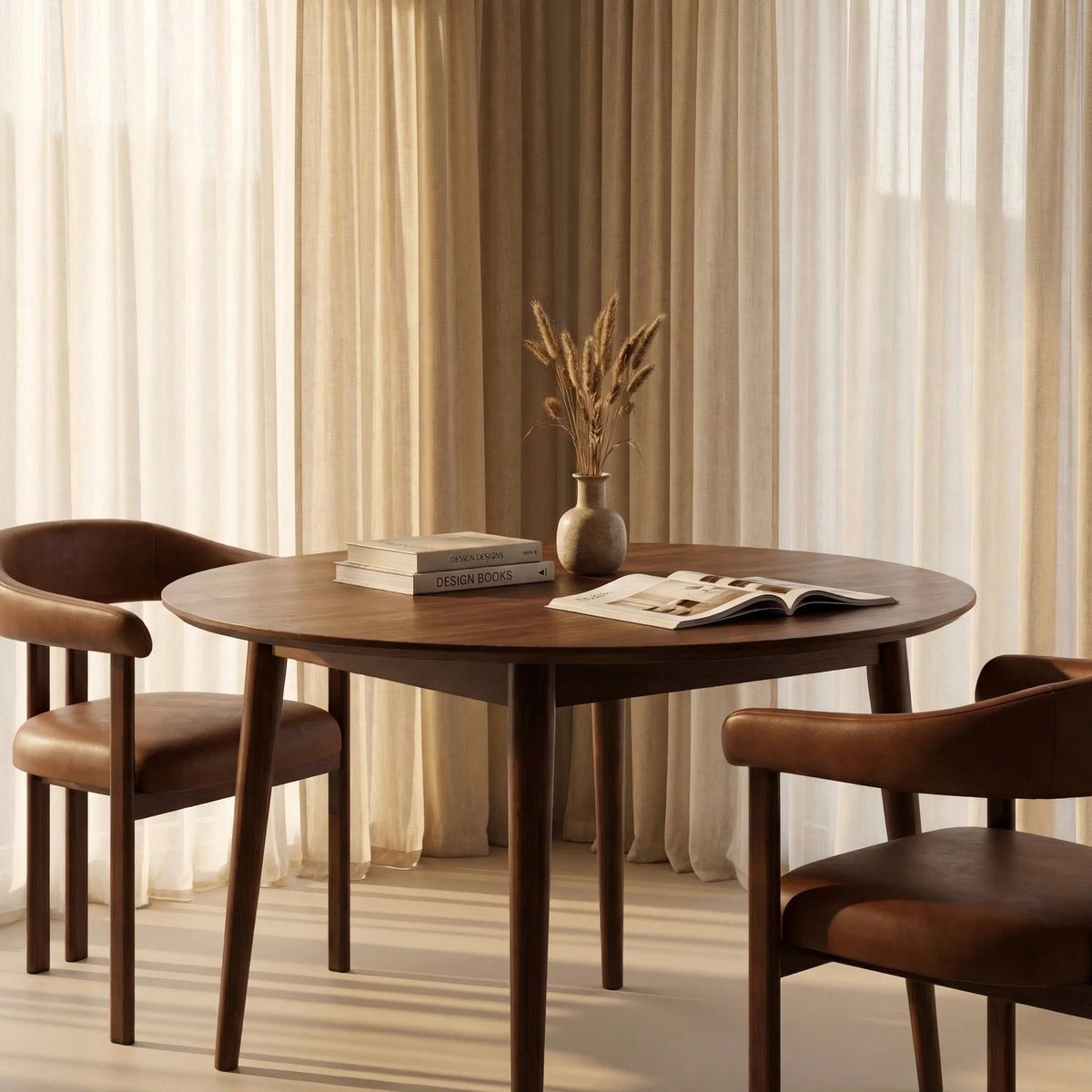 Montreux 4-6 Seat Round Wooden Laura Ashley Extendable Dining Table | Walnut