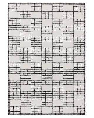 Mosaic cream and black Laura Ashley UK sculpted wool medium rug